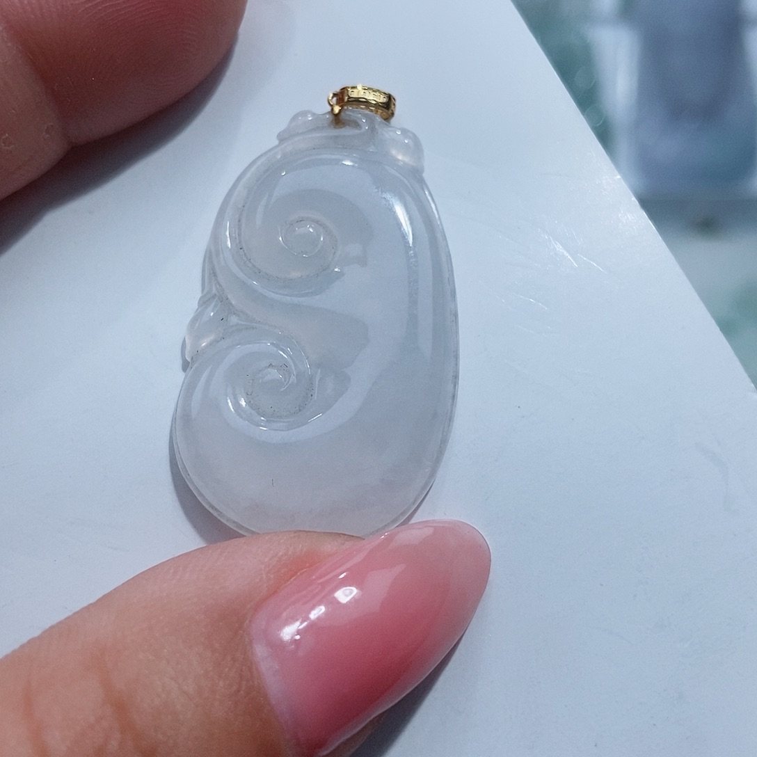 翡翠吊坠(不含链)18K金镶嵌