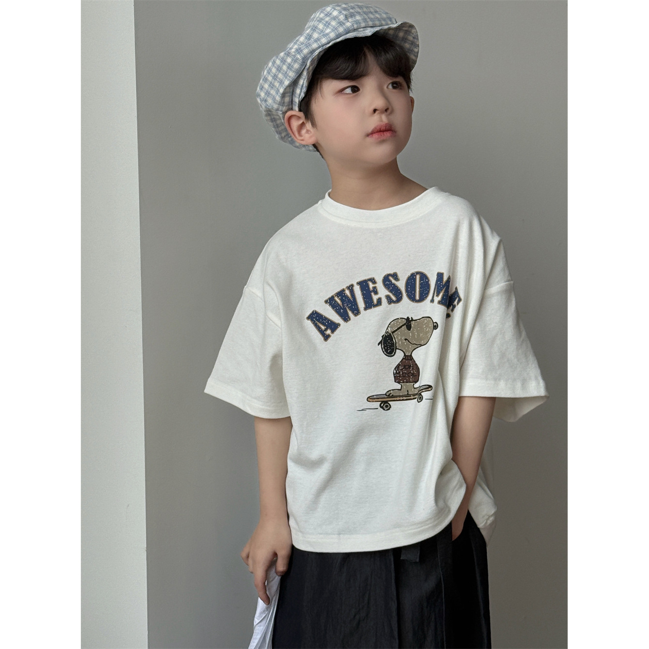 LJ-90527-男童T恤2025春季新款儿童韩版卡通印花百搭潮