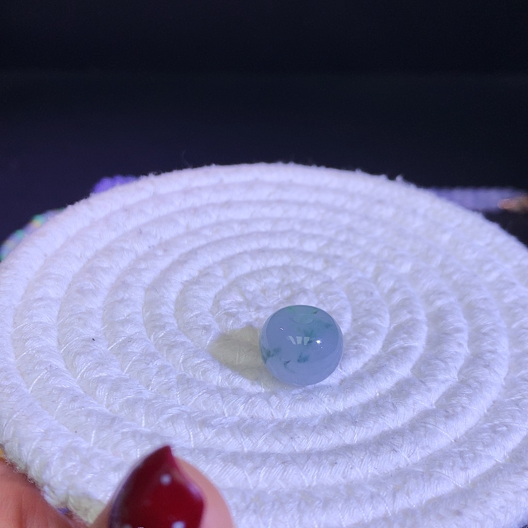 散珠翡翠天然缅甸翡翠苹果珠卡14厚10飘绿花