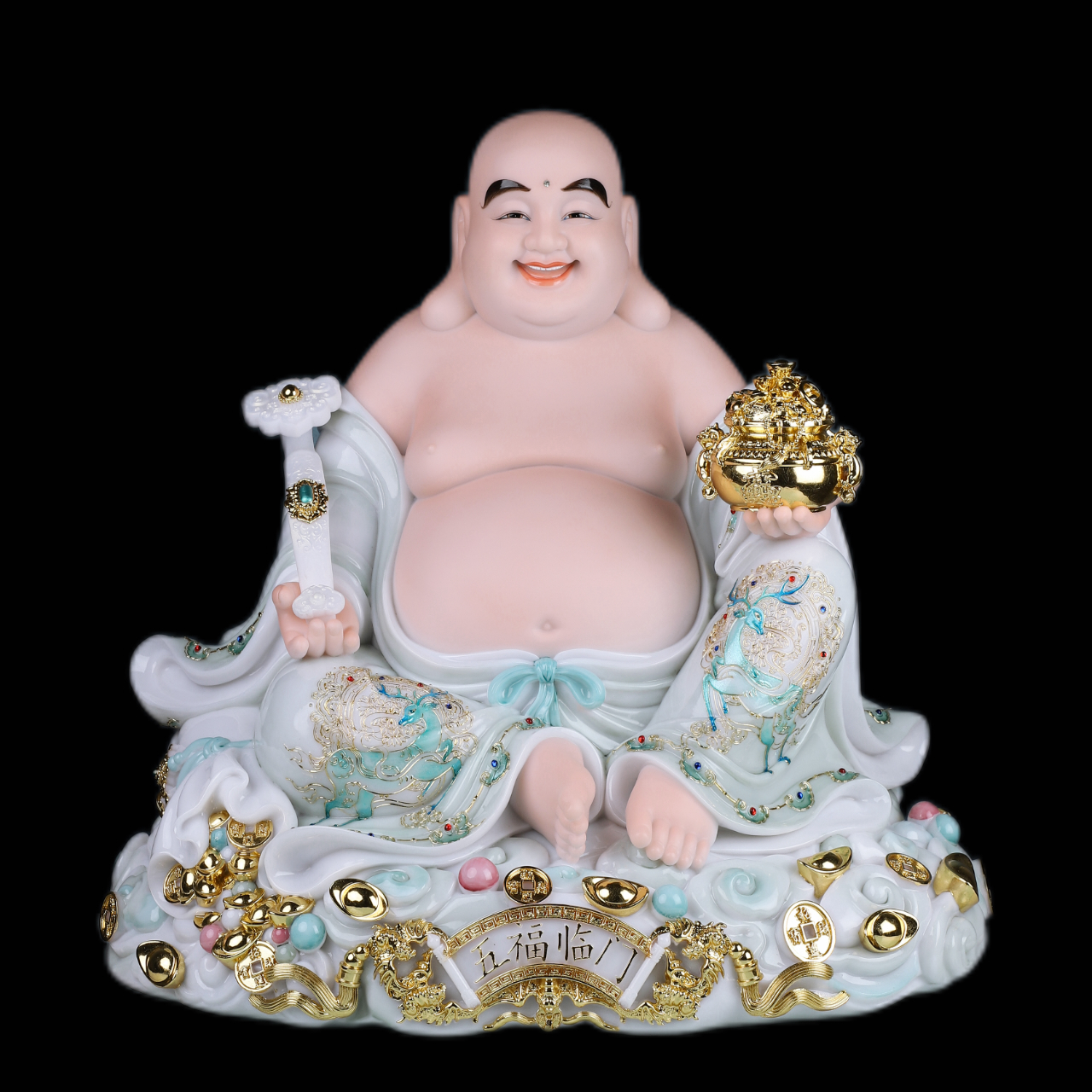 汉白玉弥勒佛摆件吉祥如意笑佛工艺品