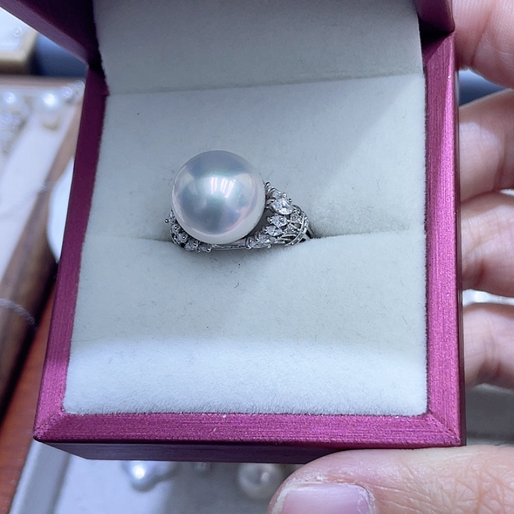 淡水珍珠戒指银S925镶嵌草***?