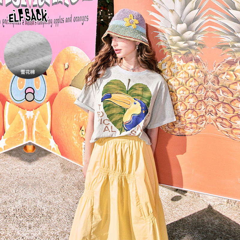 5007【金拐子】妖精的口袋热岛往事宽松印花短袖t恤女2024夏季