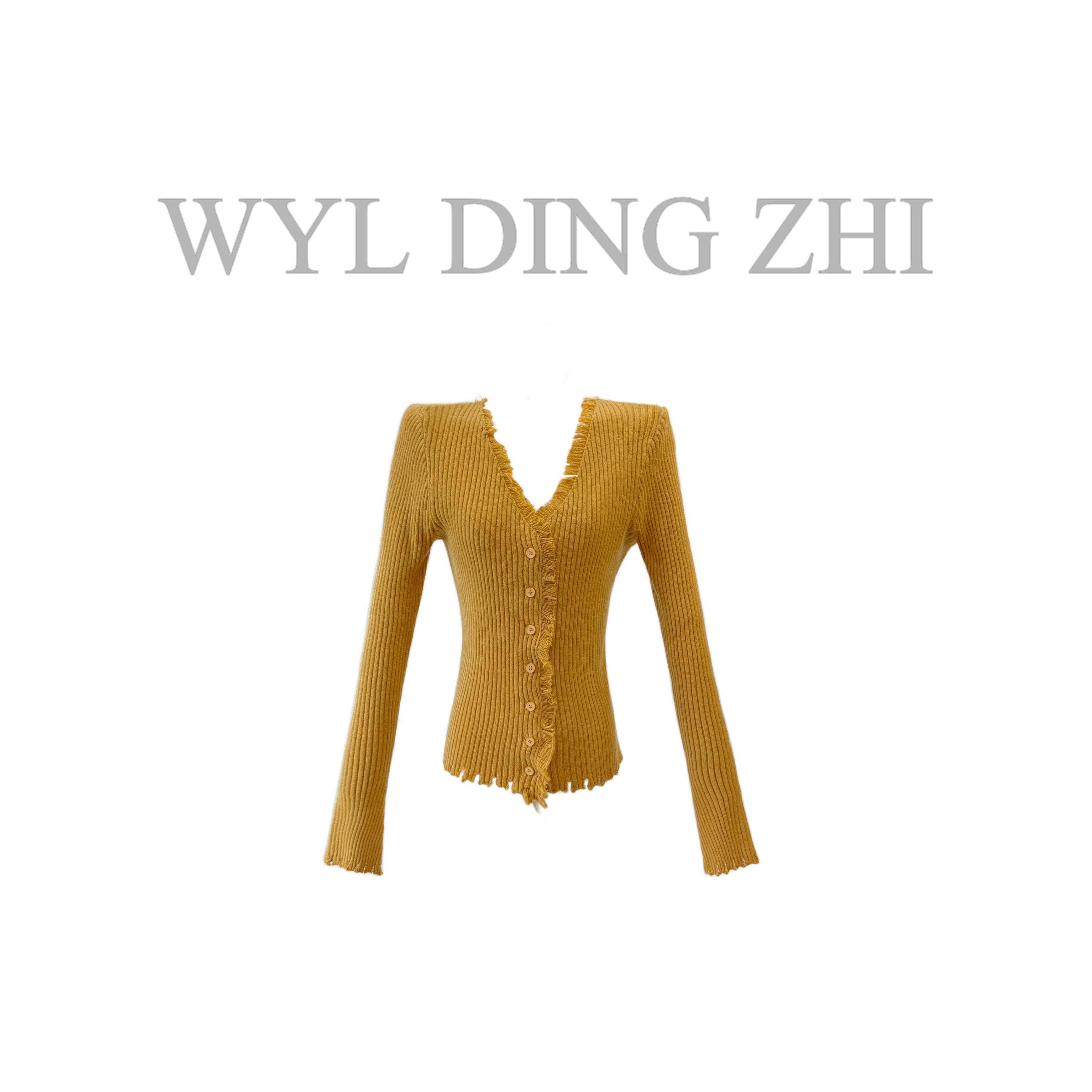 「温柔序章」设计感毛边v领针织长袖时髦修身显瘦气质秋冬长袖毛衣