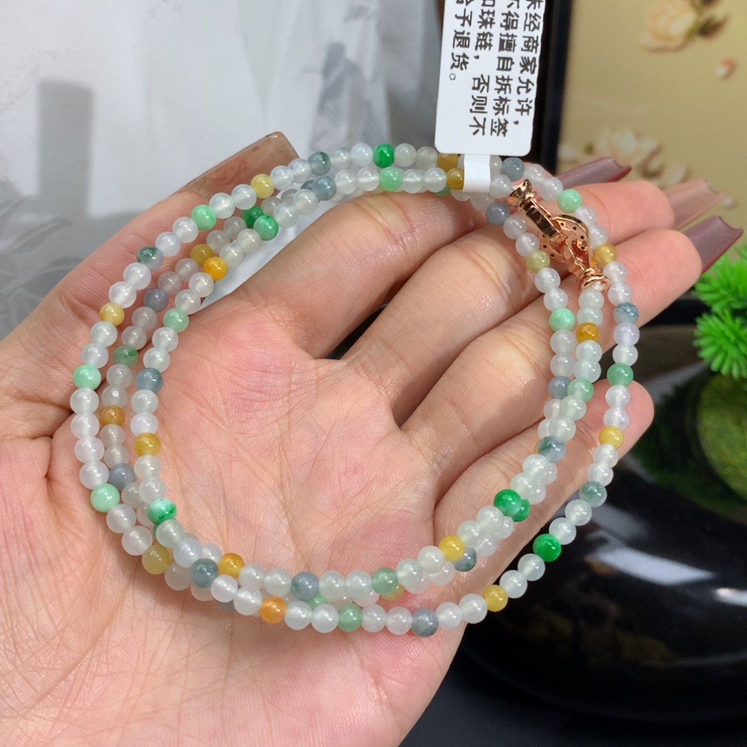 翡翠手链未镶嵌卡3.6冰胶多宝项链