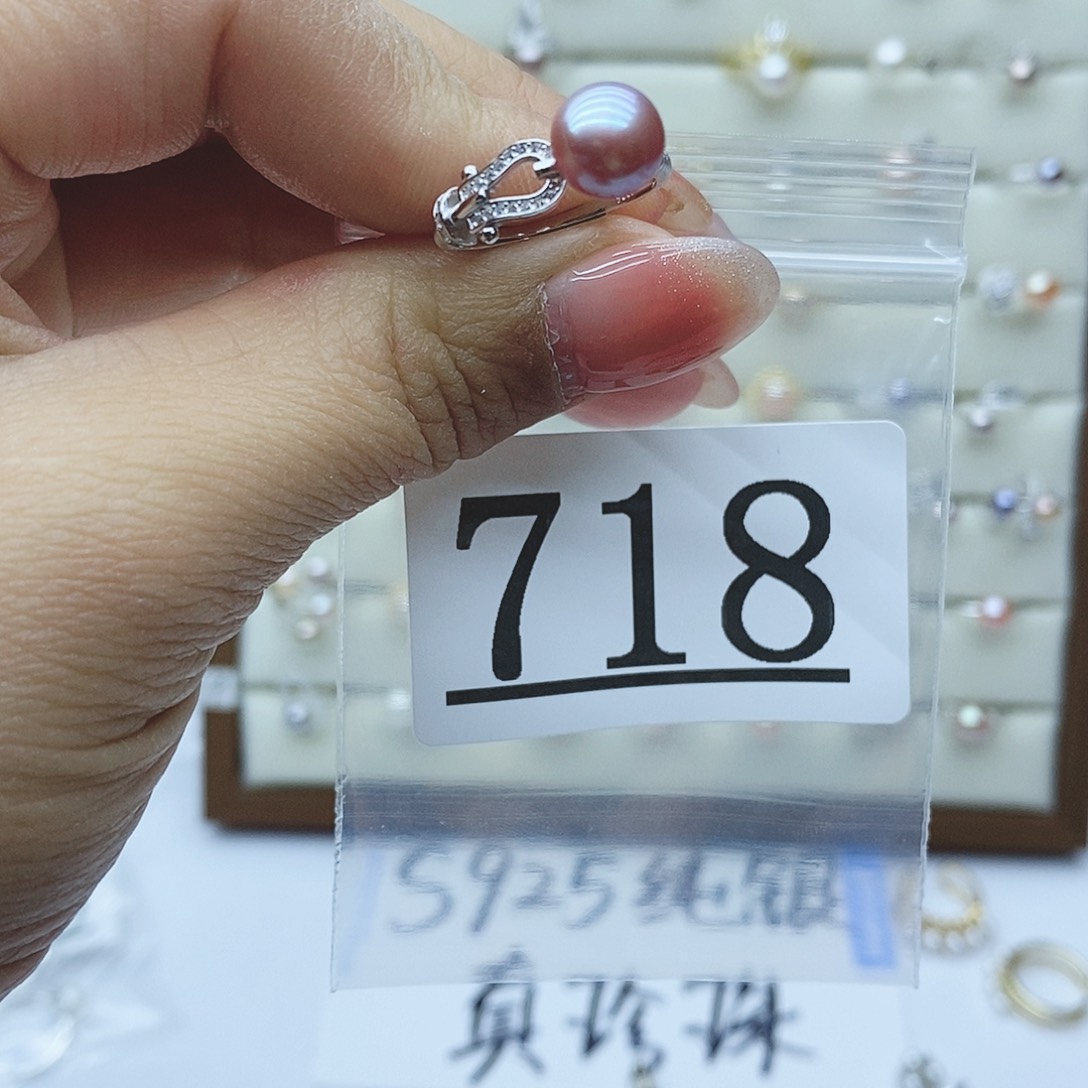 淡水珍珠戒指银S925镶嵌718