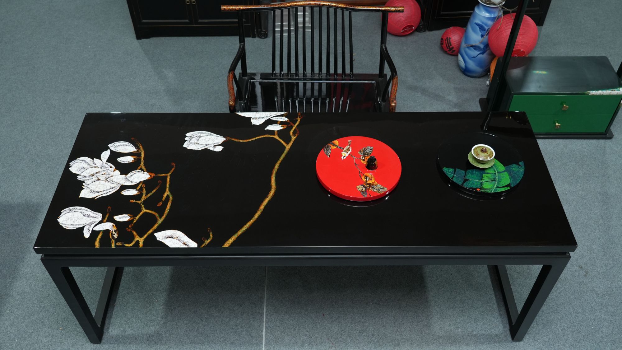 太古大漆非遗蛋壳工艺桌子餐桌主人桌，多款可选