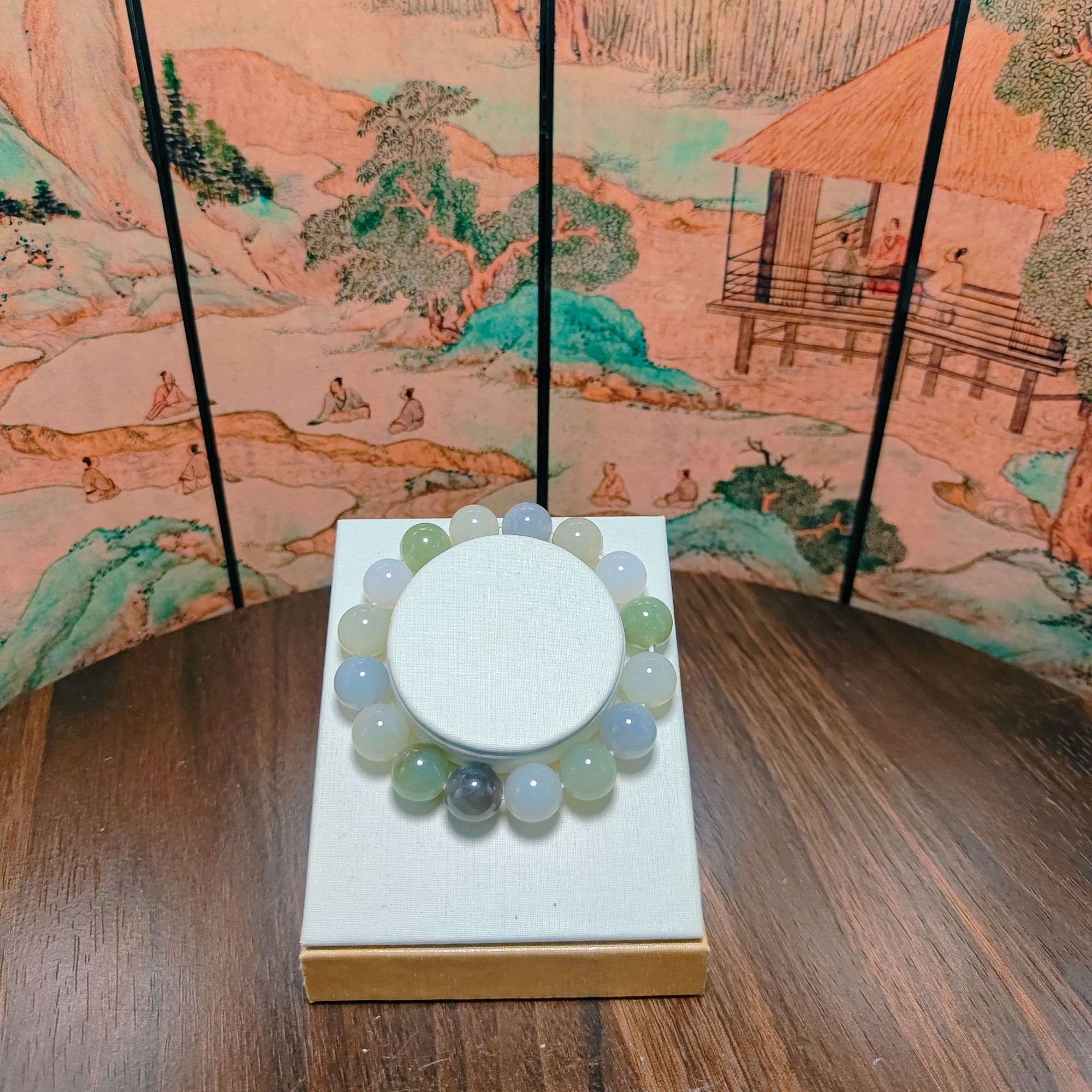 C和田玉多宝圆珠手串（卡12）0498