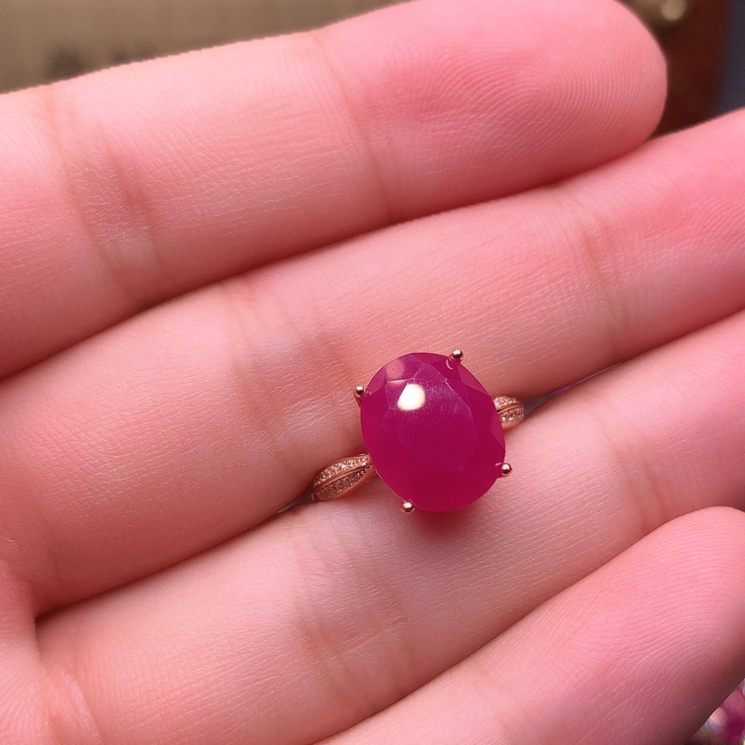 红宝石戒指银S925镶嵌