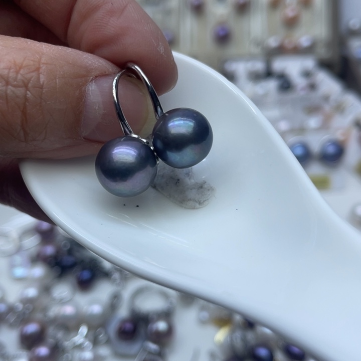 淡水珍珠耳饰银S925镶嵌