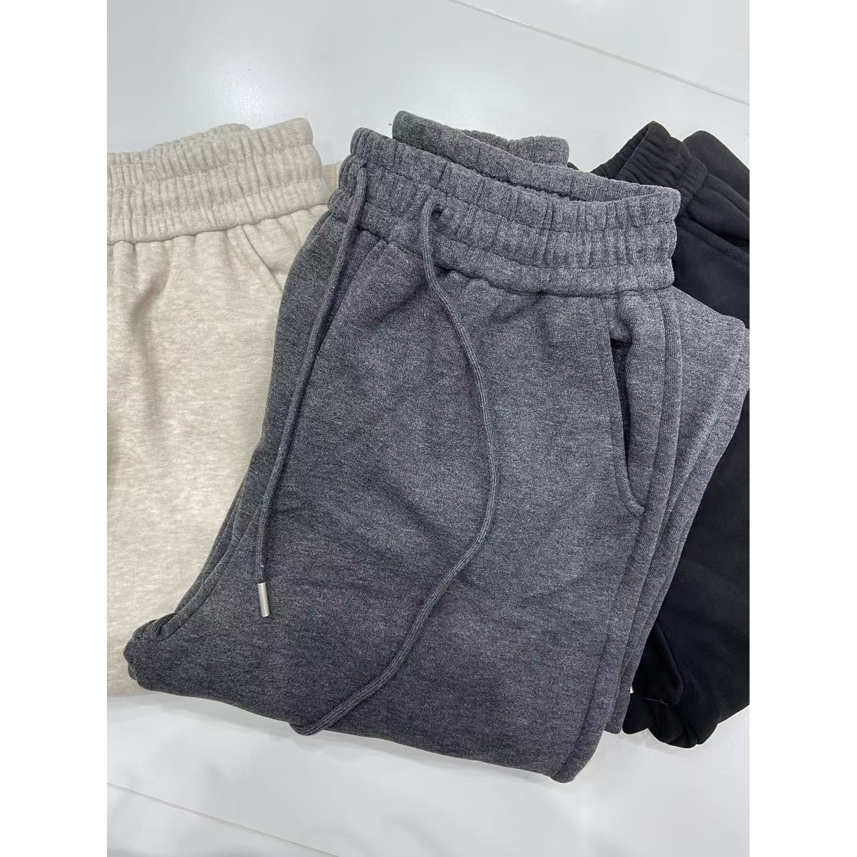 68777韩系休闲直筒松紧腰抽绳加绒百搭休闲卫裤