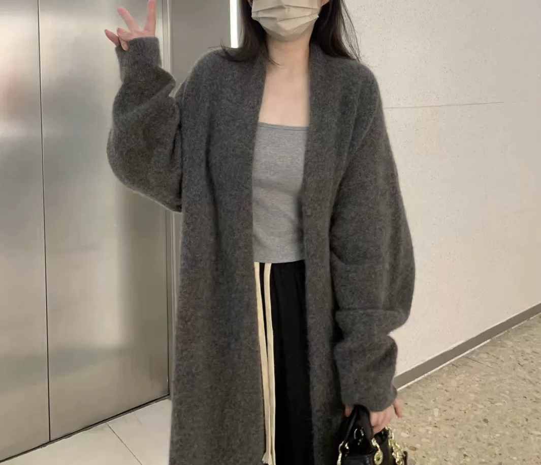 堆堆领街头风常规长款极简风毛衣时尚开衫新复古风