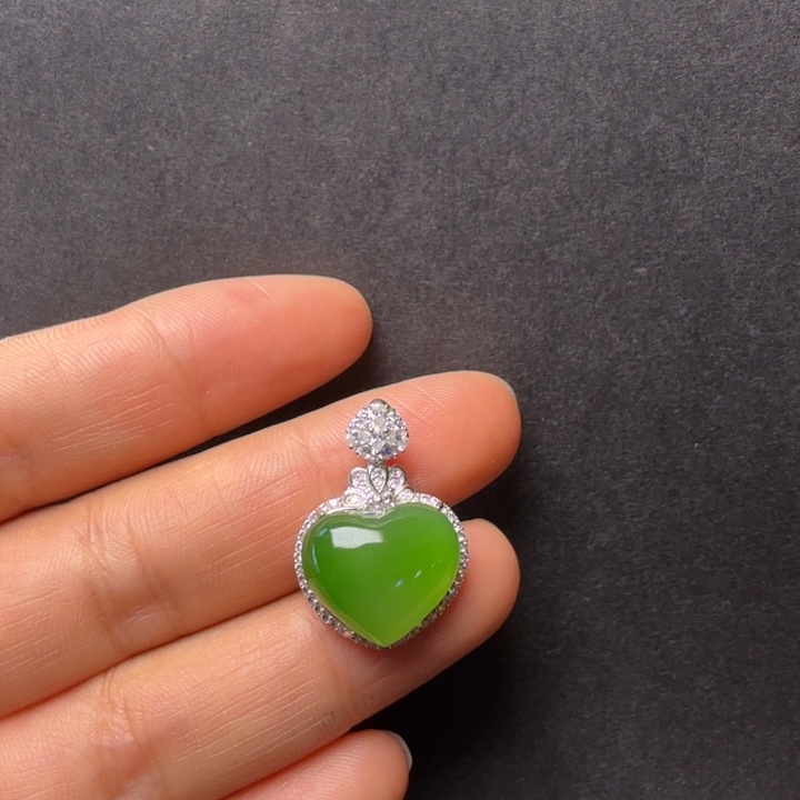 和田玉（碧玉）银S925镶嵌颈饰