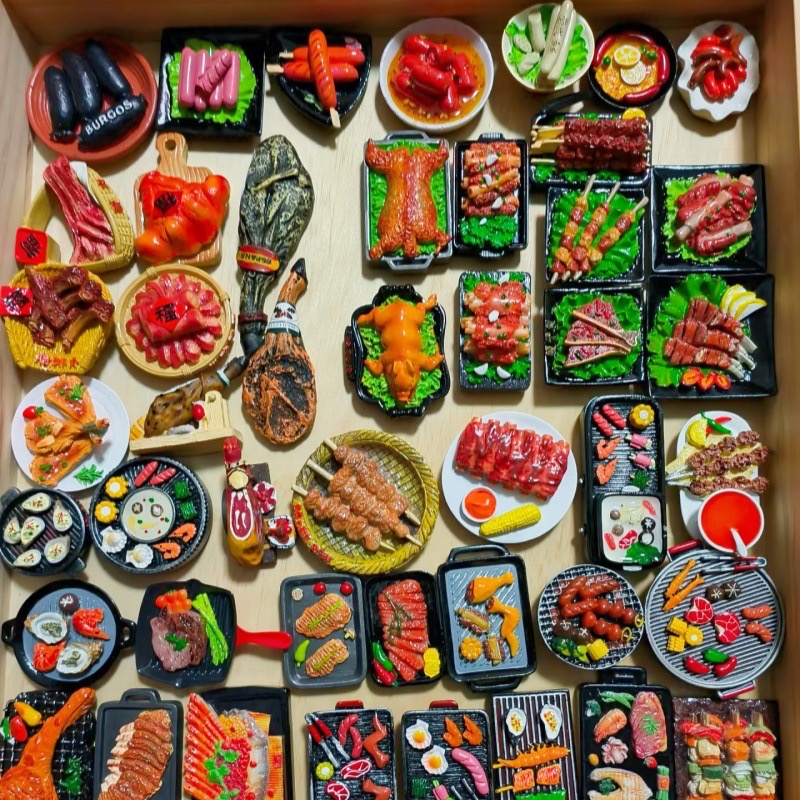文创3D立体仿真食物冰箱贴磁吸树脂装饰创意美食大龙虾