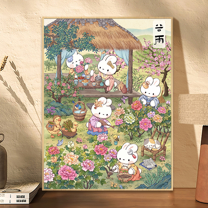 珂云【谷雨】钻石画圆钻新款手工diy玄关钻石贴画5d点贴粘钻砖石画