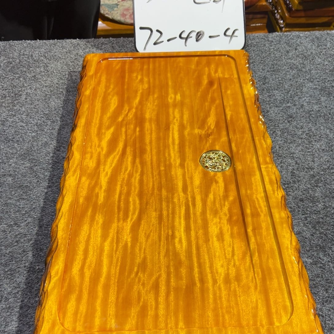 用***6缅甸大叶金丝楠实木茶盘