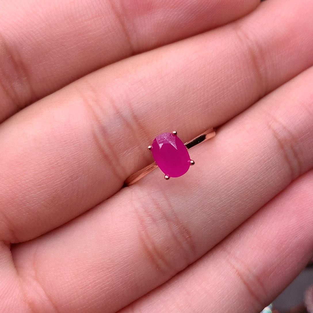 红宝石戒指银S925镶嵌