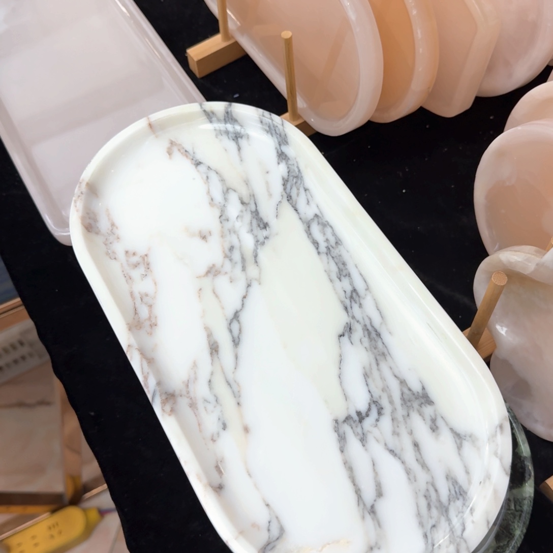 石材雪花白托盘天然