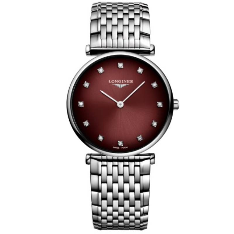 99新 Longines/浪琴 嘉岚512/石英/酒红表盘/表径29mm/女士腕表