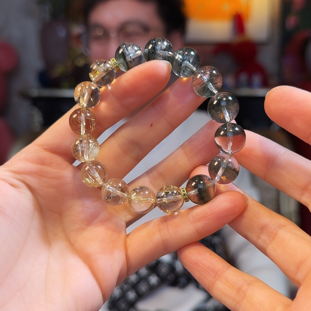 水晶手链18K金镶嵌手串