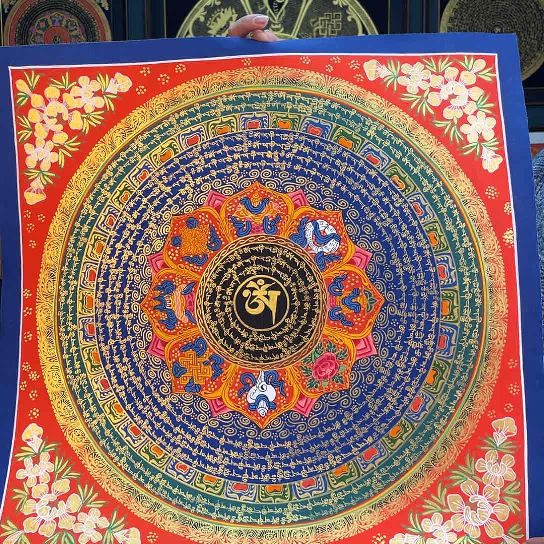 卷轴画50厘米六字真言唐卡