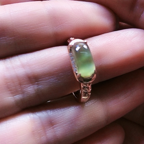 和田玉戒指银S925镶嵌