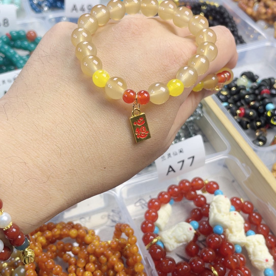 檀香紫檀（小叶紫檀）手串银S925镀金镶嵌