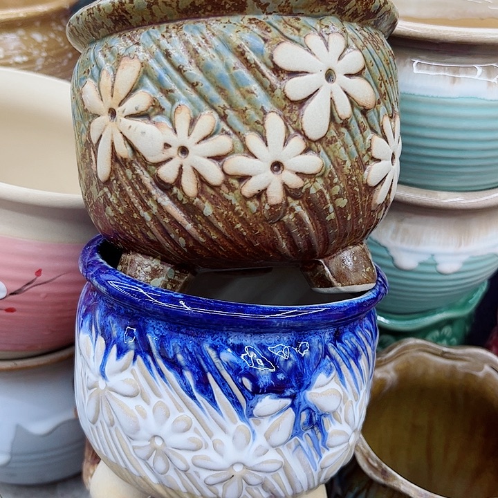 多肉绿植陶瓷花盆9.9包邮，有孔