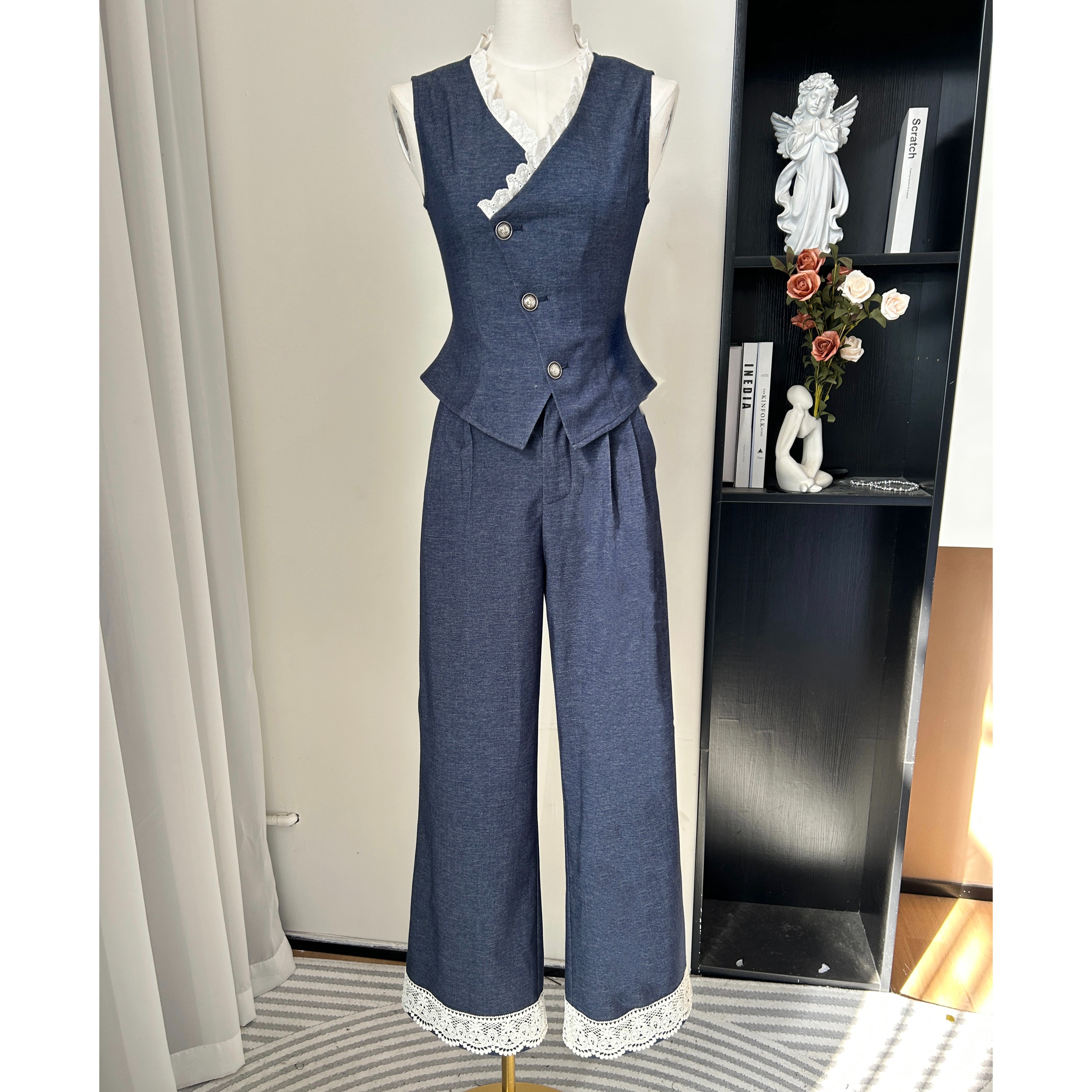 Design/25夏季新款法式轻奢休闲百搭高级感上衣+裤子 10329 BCK