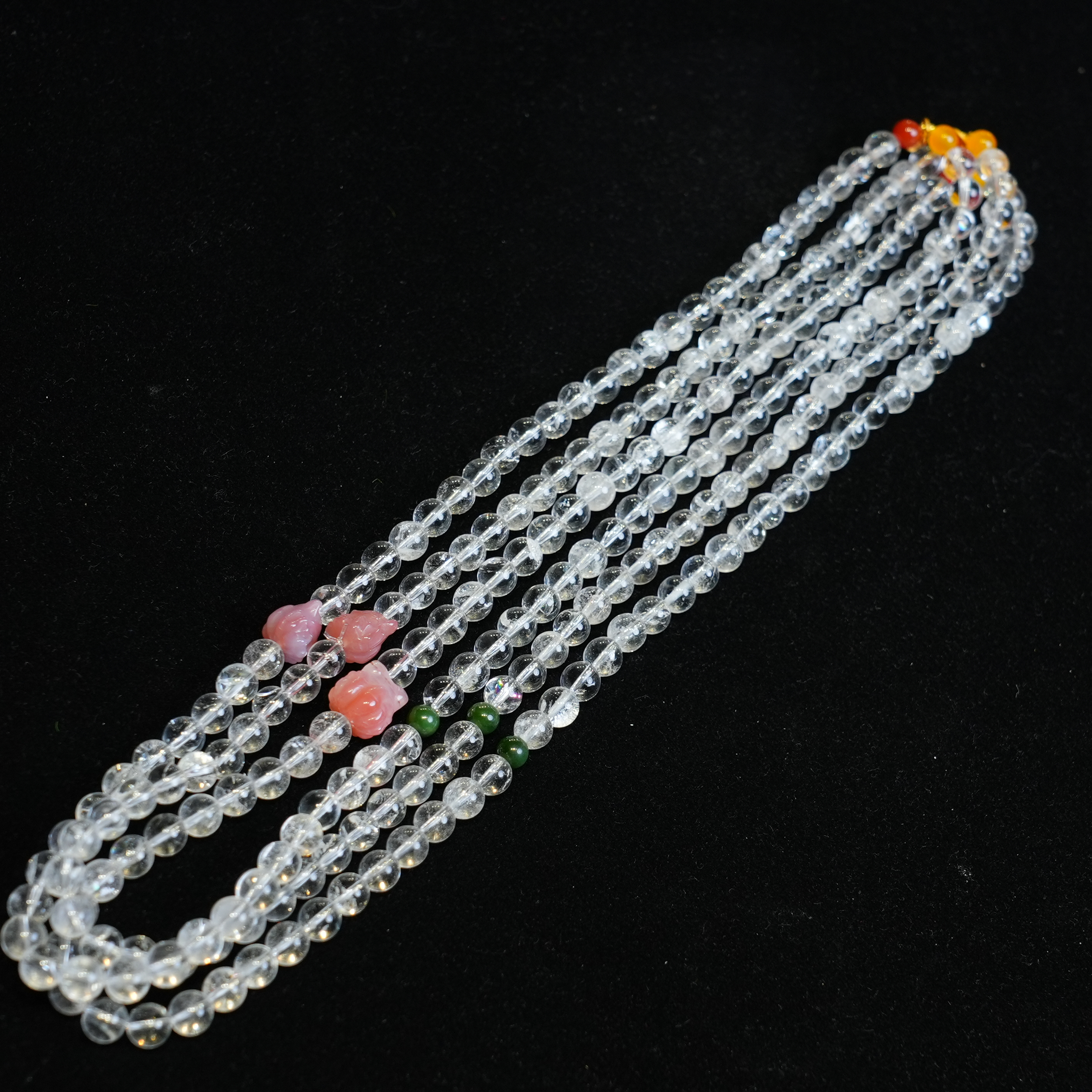 白水晶DIY三圈手串黄红粉7mm多样性发一（SJ240）