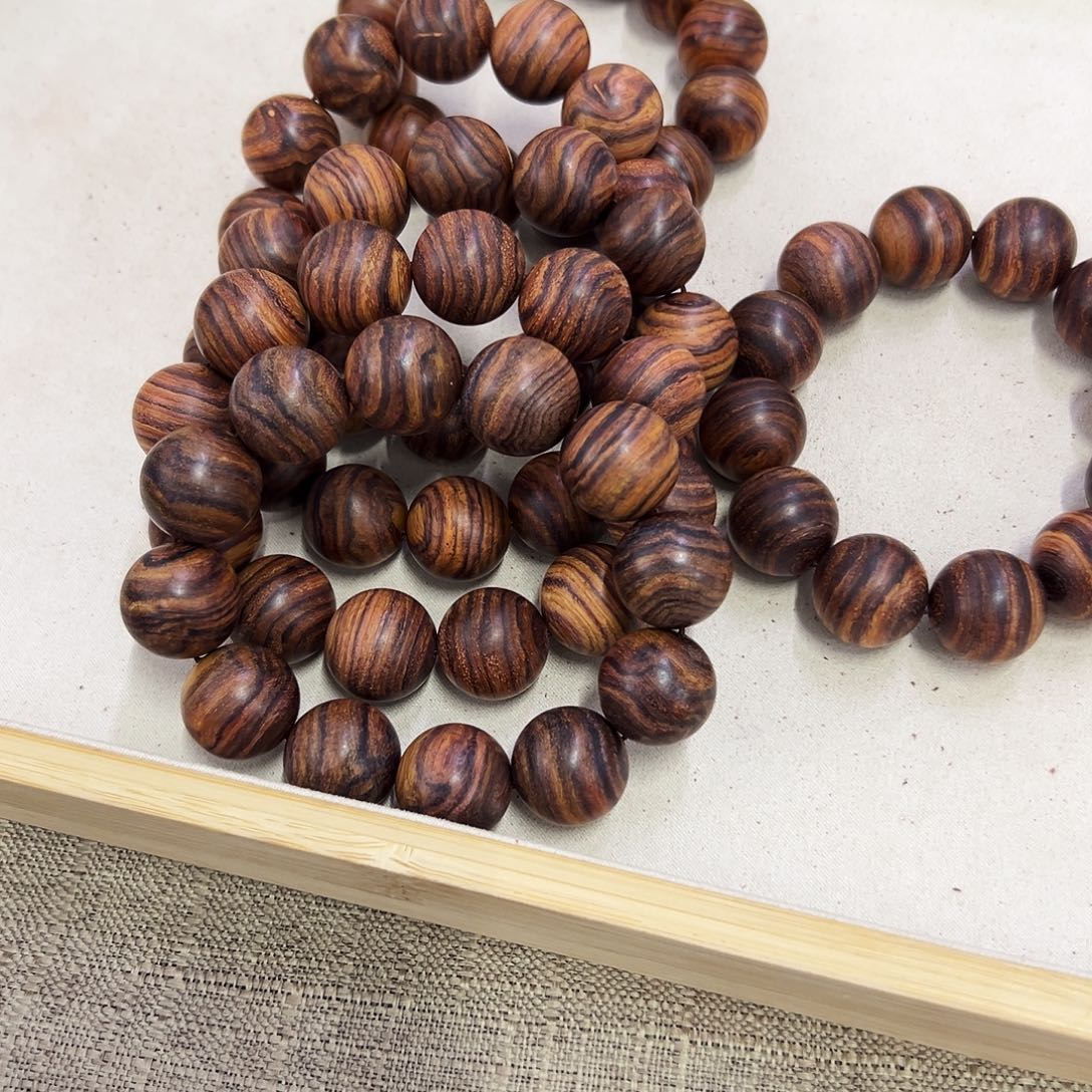 手串/手链黄花梨/降香黄檀20mm圆珠小细密纹