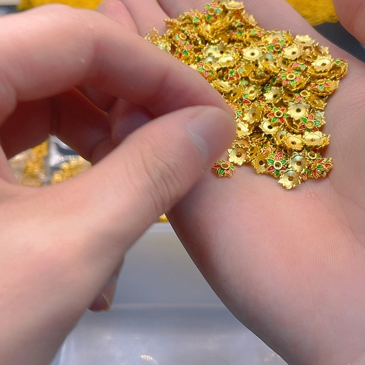 锆石铜合金珐琅彩花托6mm10个