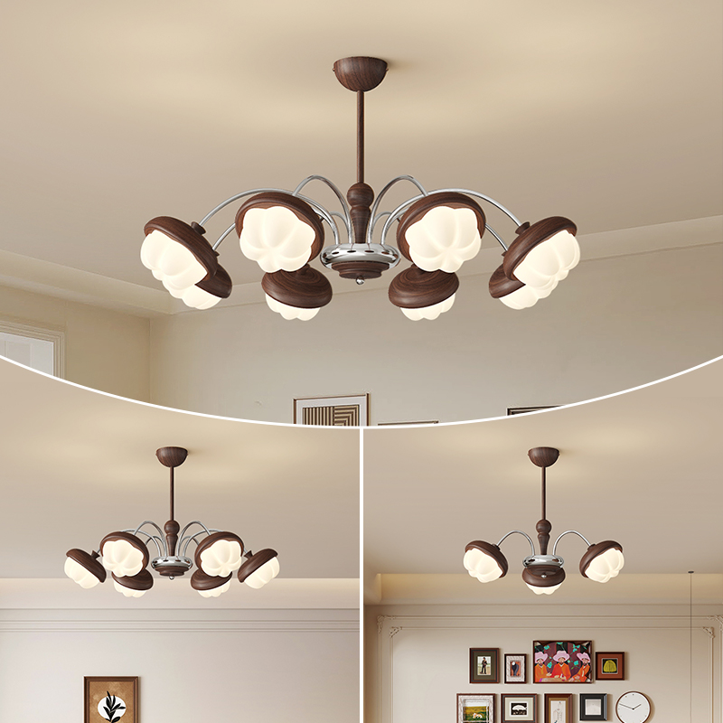 中古风客厅吊灯全光谱护眼花瓣灯餐厅灯法式奶油风氛围感主卧室灯