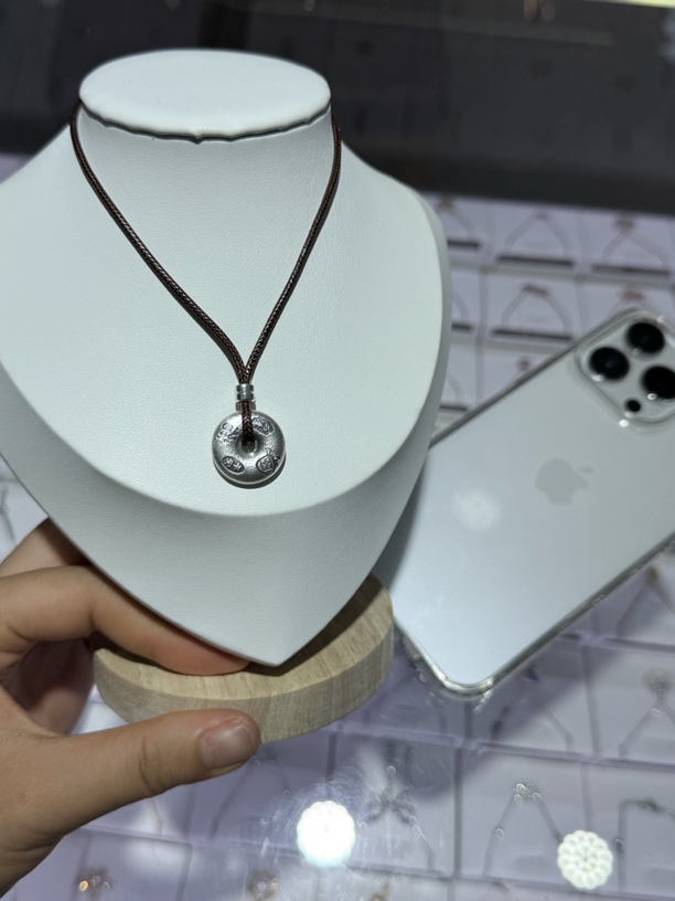 非金属棉绳项链 素款实心珠宝银制品