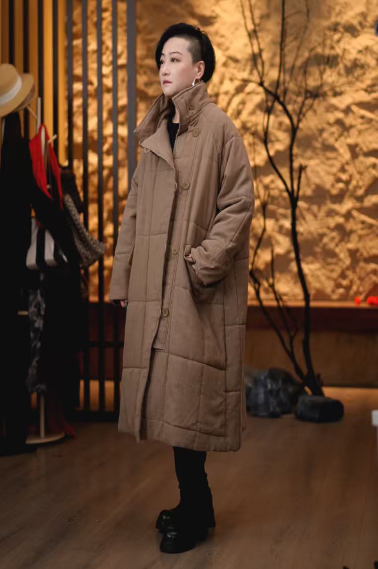 【蓉哥出品】设计款亚麻长款棉衣G48