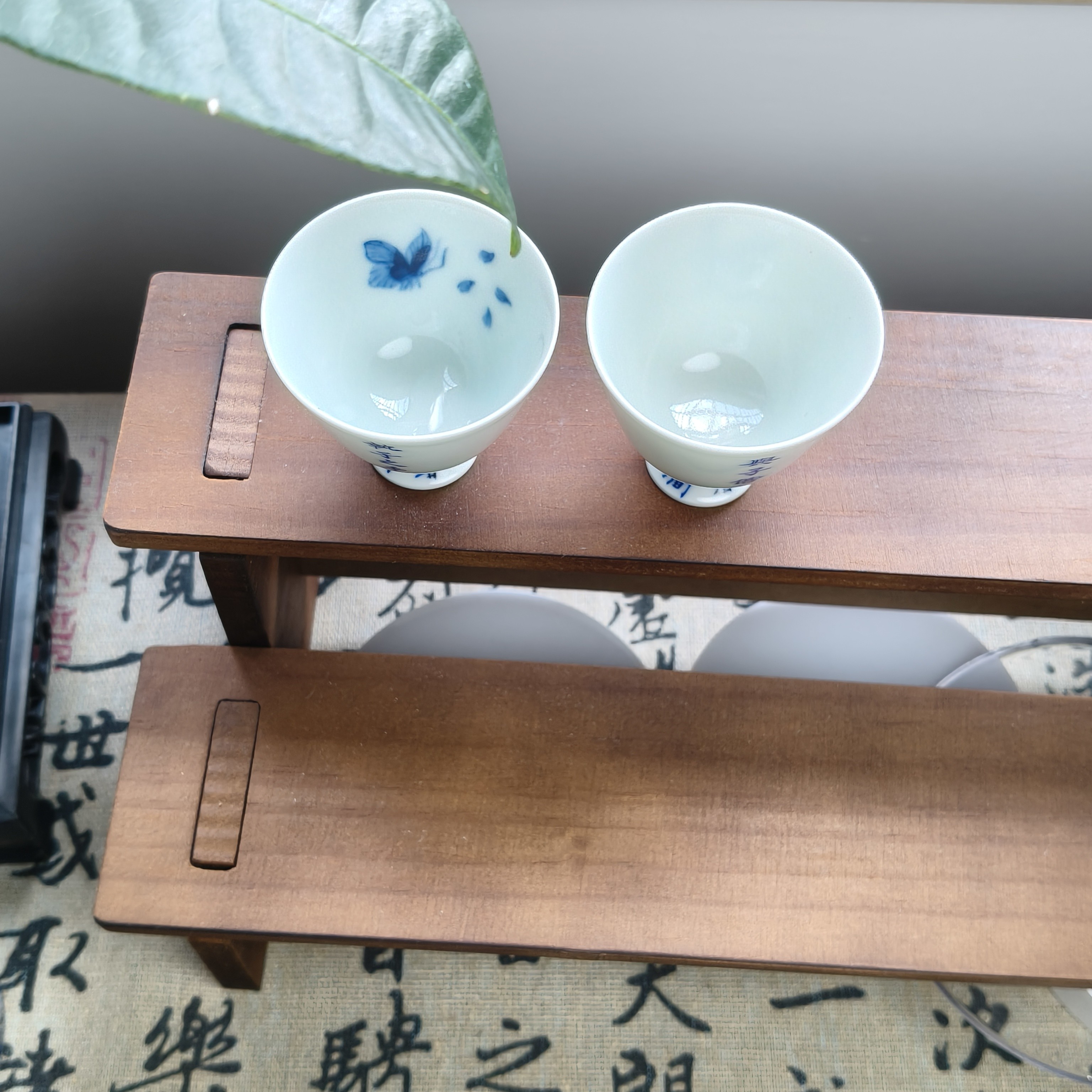 手绘柴窑青花对杯（口径4.9高4.8容量30）茶杯陶瓷