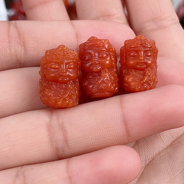 南红玛瑙未镶嵌瓦西柿子红度母（多样式发其一）