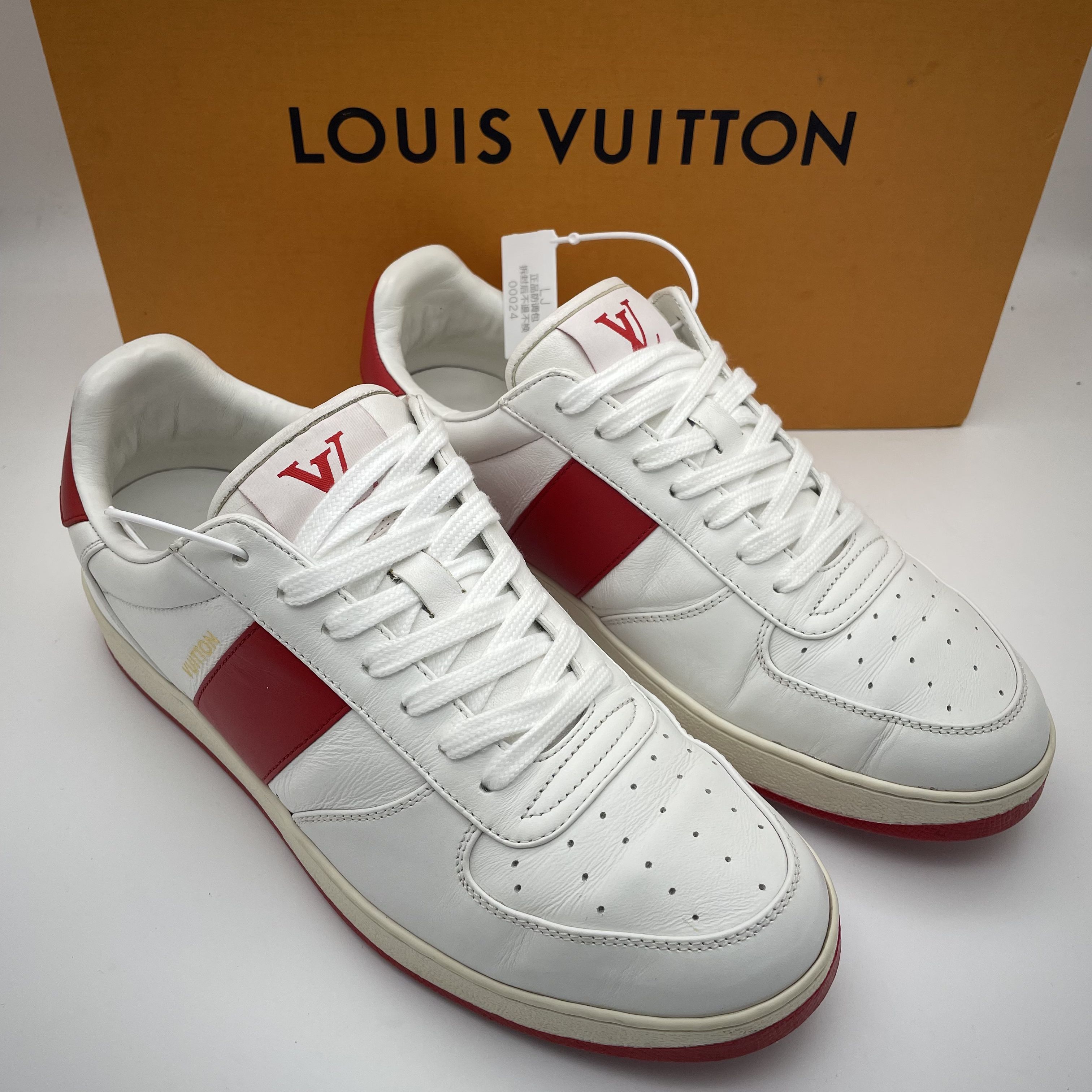 95新 LouisVuitton/路易威登 40欧码/红白拼接休闲时尚系带板鞋
