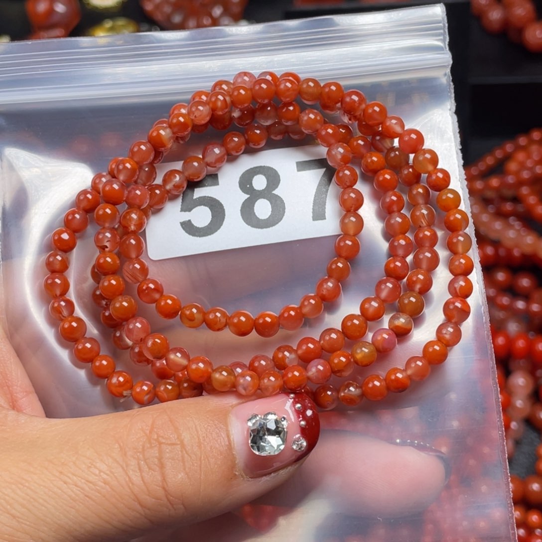 南红玛瑙珠子合金藤*鱼