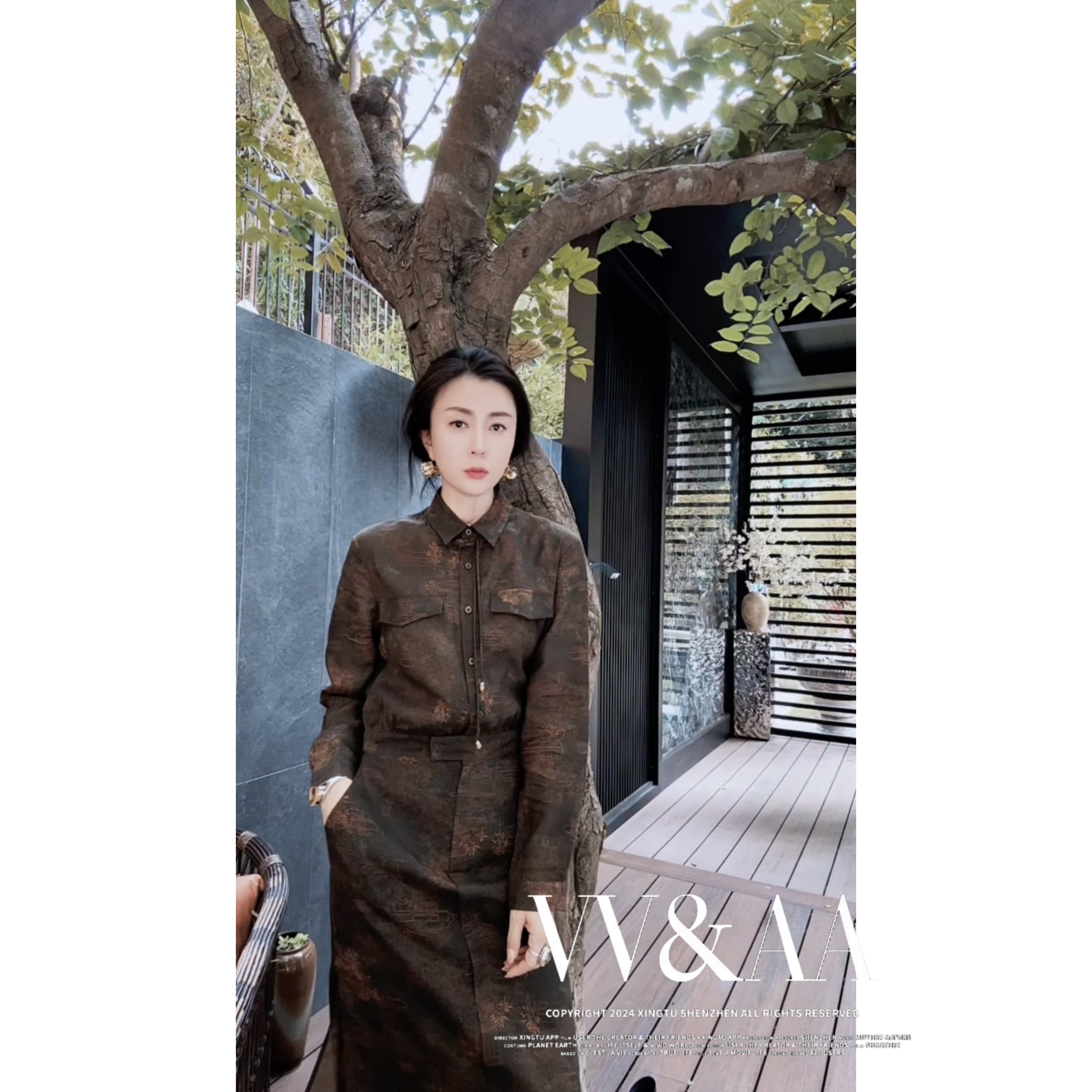 VV&AA 春夏新款复古百搭小众设计感印花连衣裙 R728