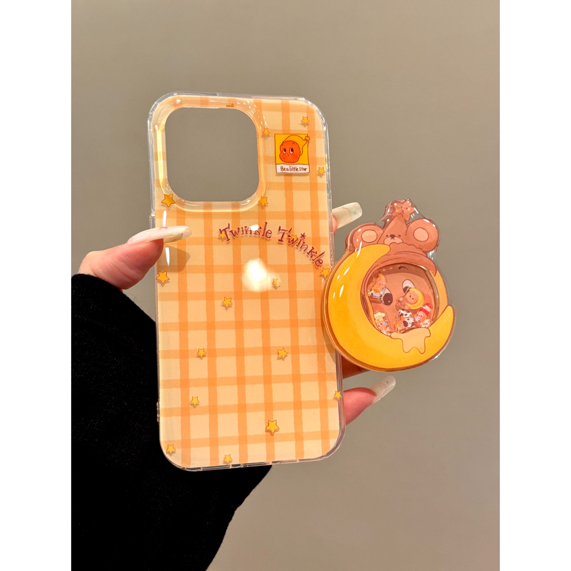 适用苹果iphone16promax格纹星星15pro摇摇14ins支架13韩风手机壳