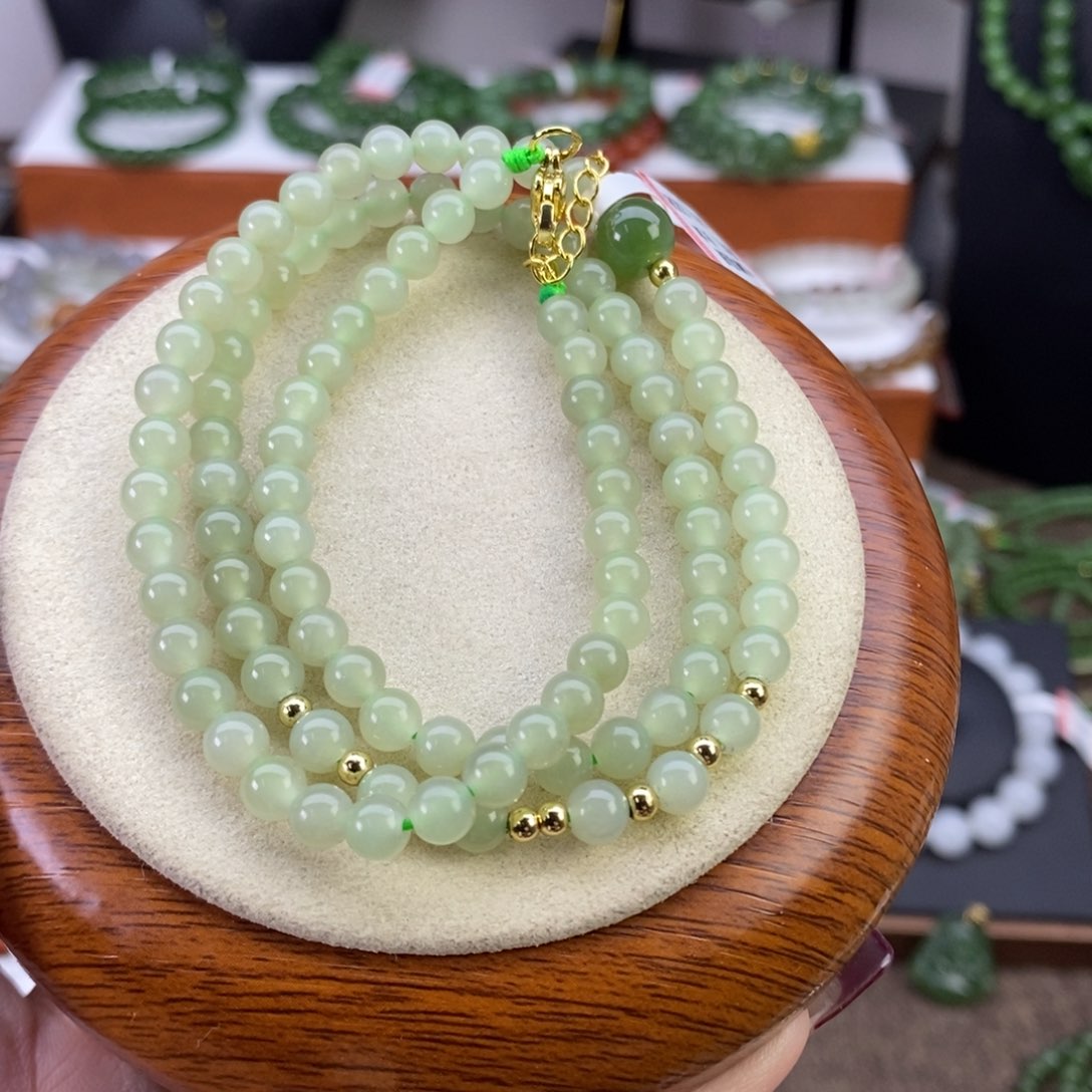 和田玉手链未镶嵌晴水卡5