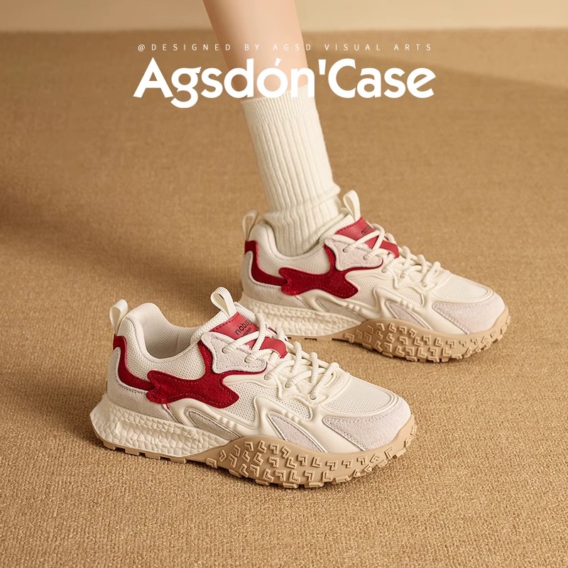 ~奥古狮登厚底阿甘鞋女2025秋冬新款轻便增高百搭休闲运动德训鞋W