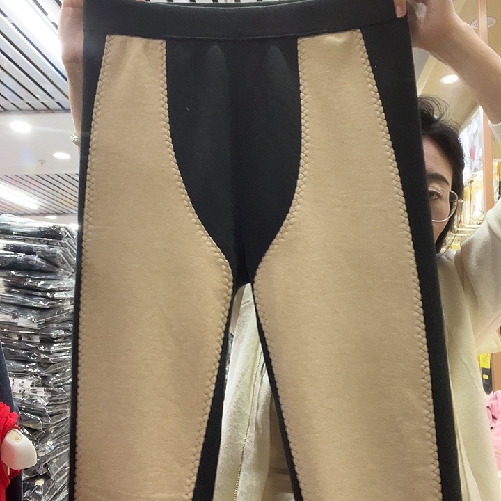 女羊毛蚕丝通天护加厚保暖秋裤140-160斤黑色