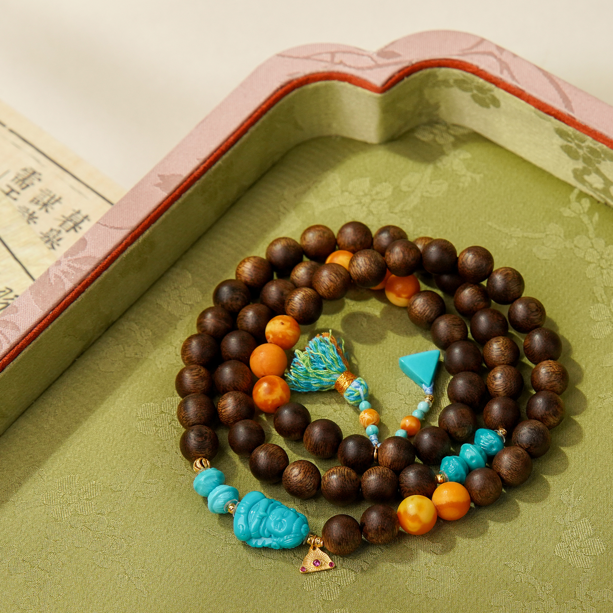 沉香沉水白奇楠0.8DIY绿松前世今生扎基*蜜蜡18k沉香（60）/CX00646