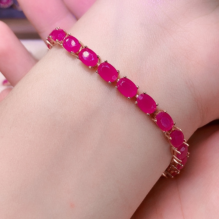 手链银S925镶嵌红宝石