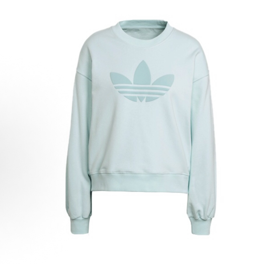 adidasoriginals三叶草 圆领休闲运动印花卫衣女款 薄荷绿HU1607