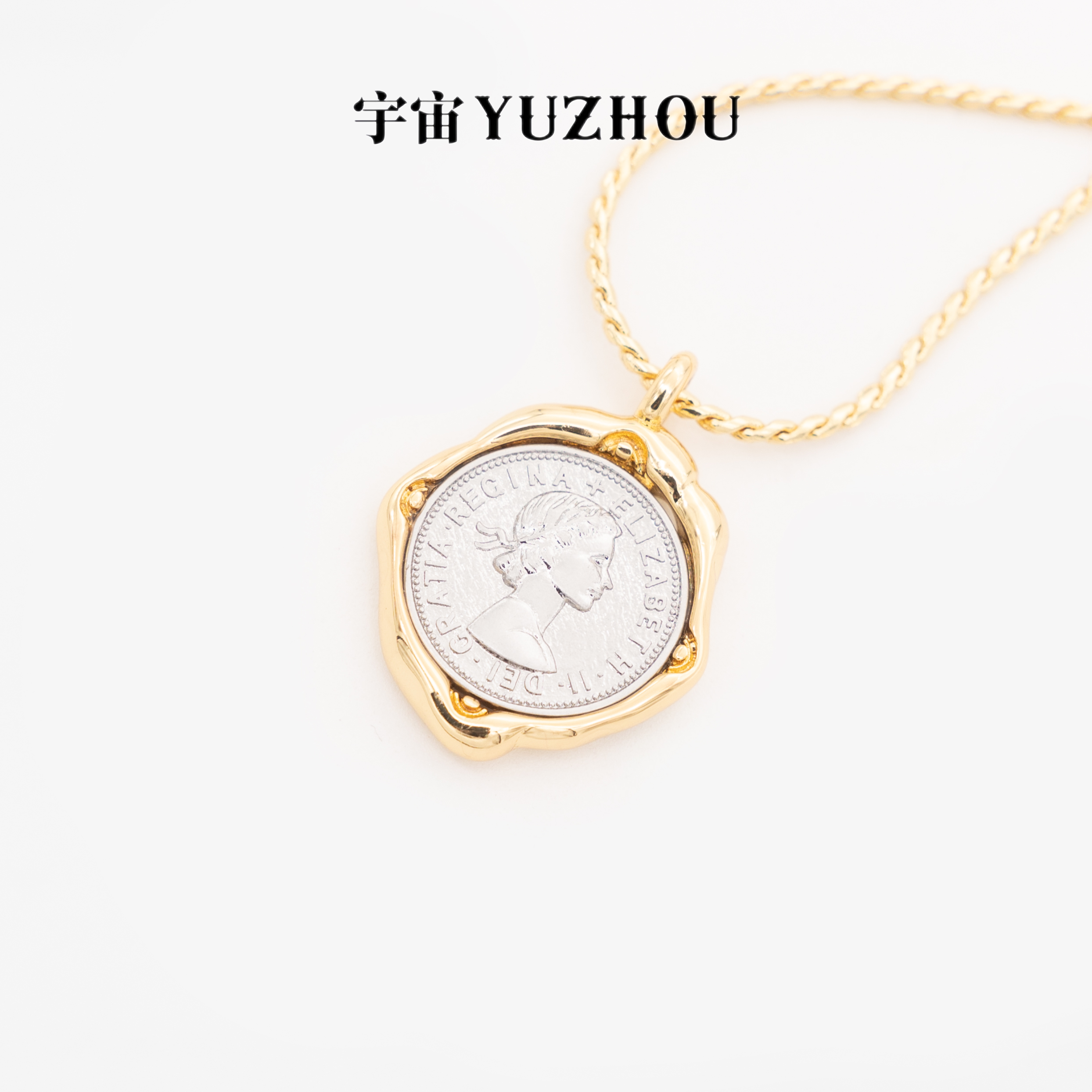 铜合金项链 铜合金项链｜YUZHOU设计师款中世纪风古币镶嵌项链
