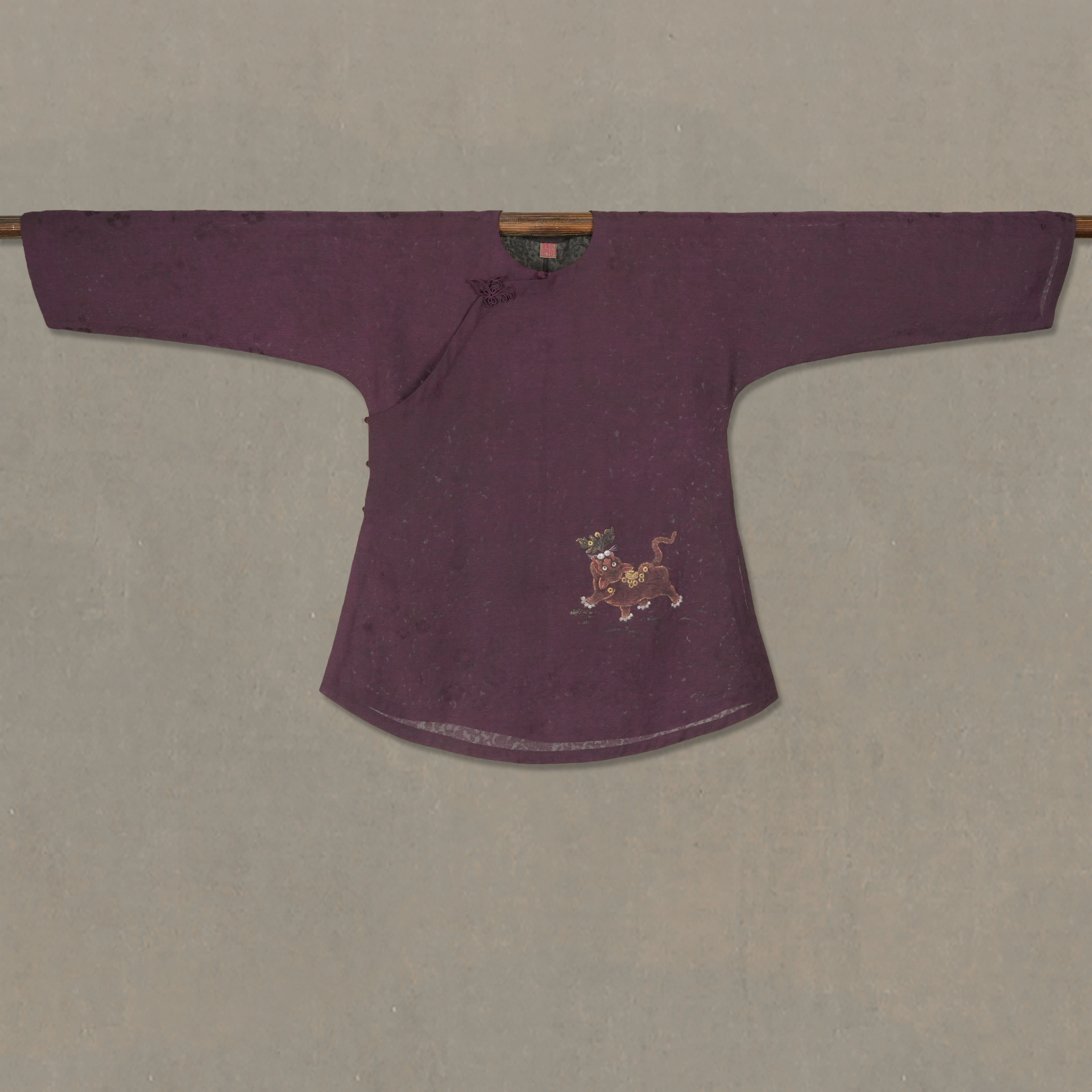 【绛紫瑞兽】传统中式汉服手绘上衣