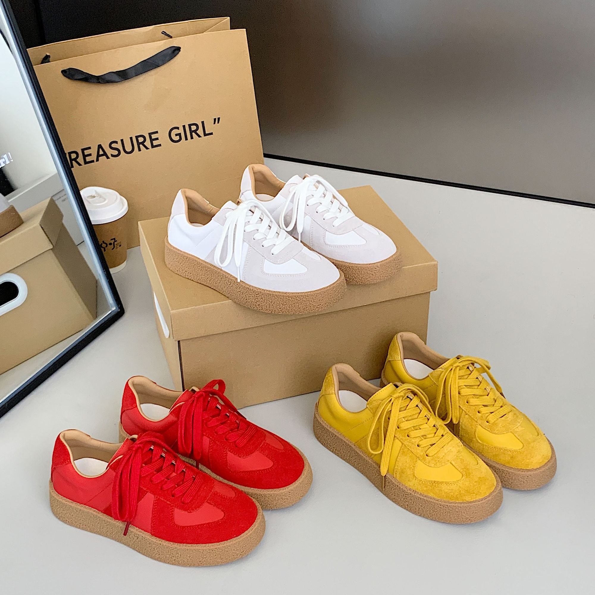 「断码清货福利」2025秋季厚底德训鞋韩版百搭复古平底运动休闲板鞋