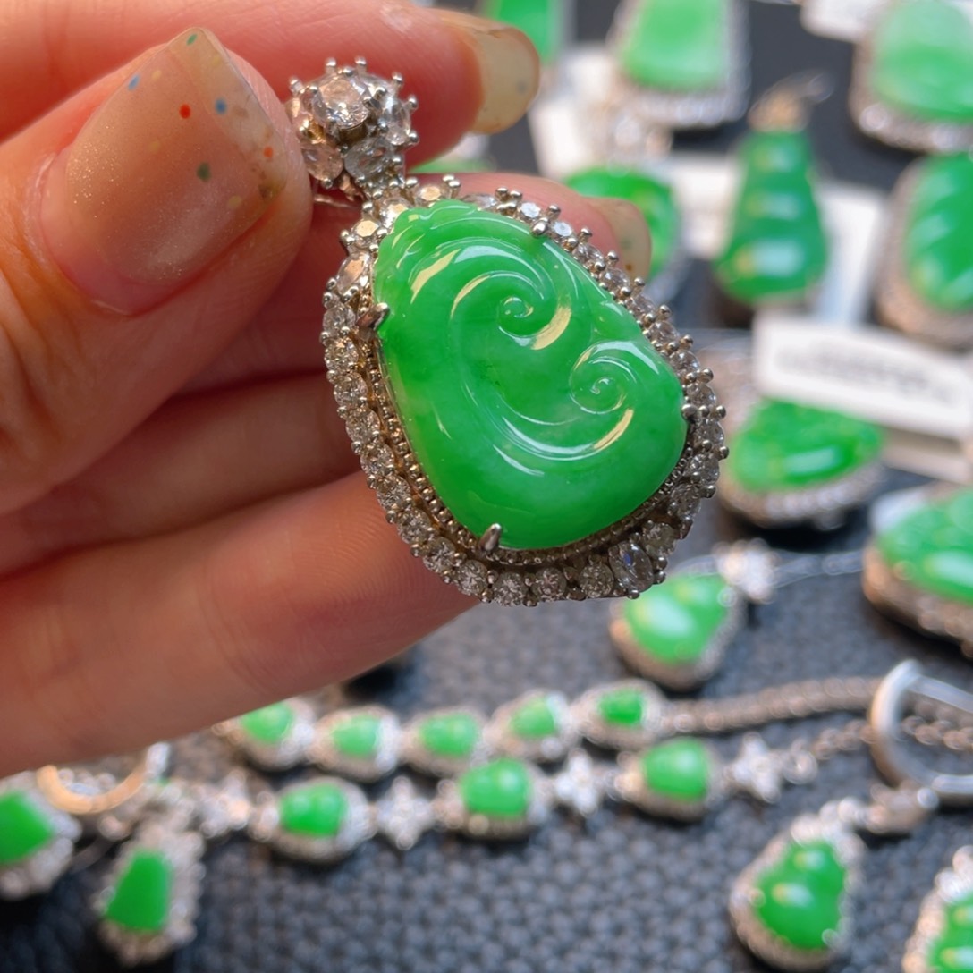 翡翠银S925镶嵌吊坠(不含链)